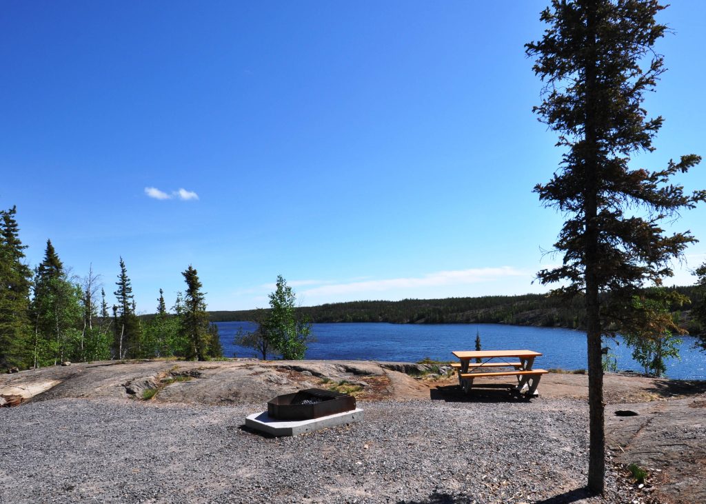 picnic tables at Reid Lake Territorial campground