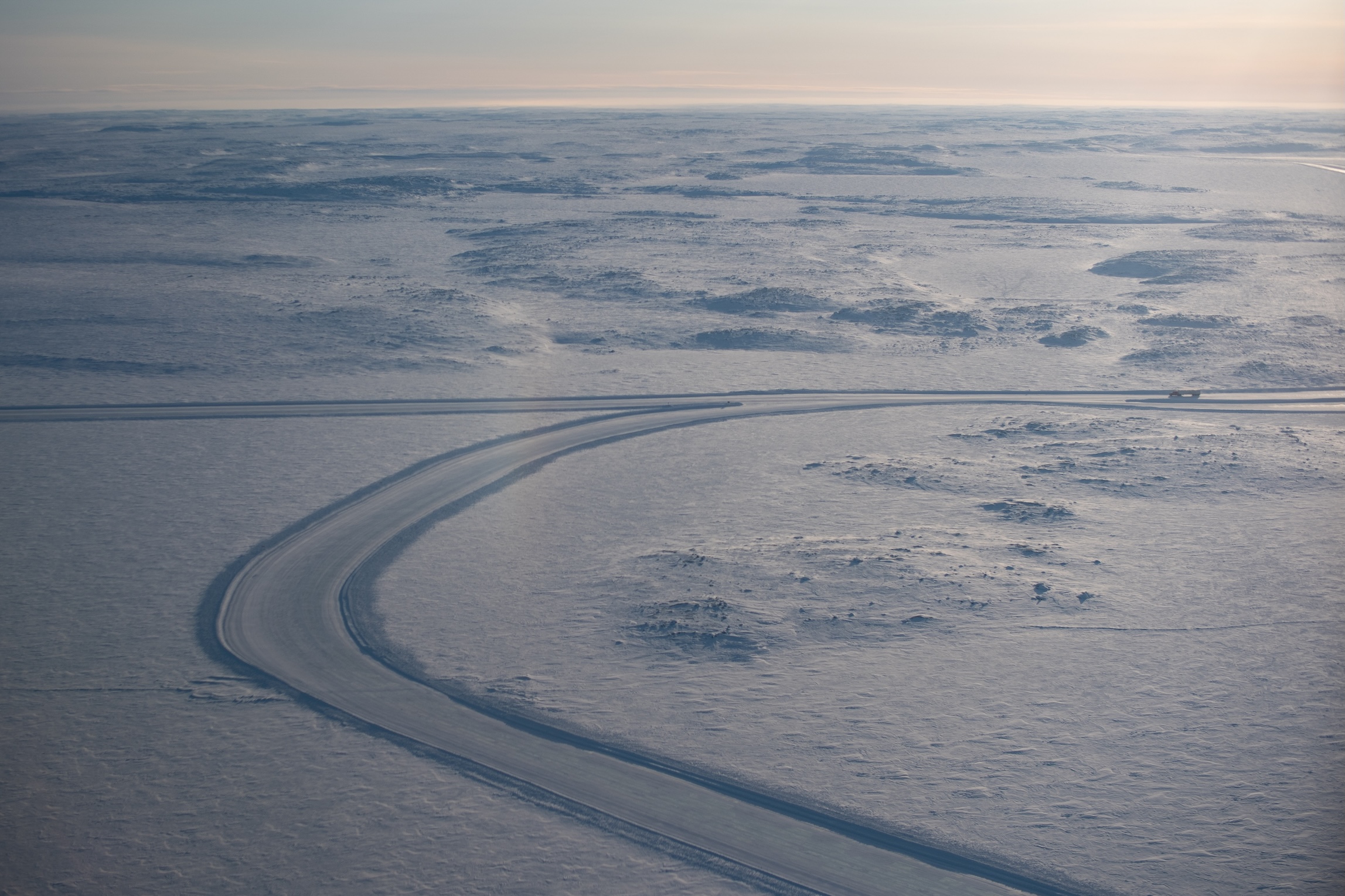 Aerial of the ice-road int he NWT. Diamonds of the NWT. Sarah Pruys