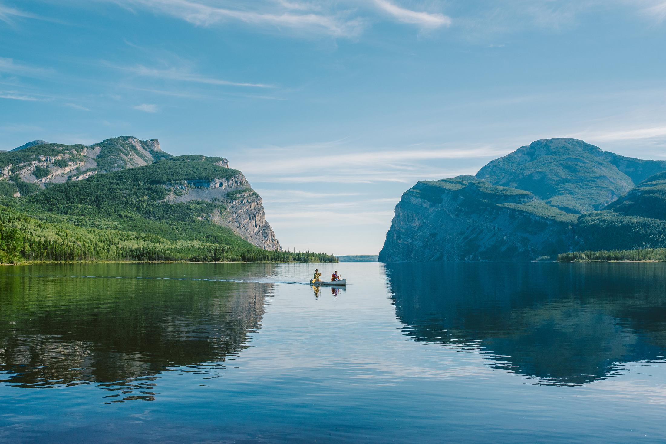 Canoeing on Little Doctor Lake int he Northwest Territories. Image Darren Roberts