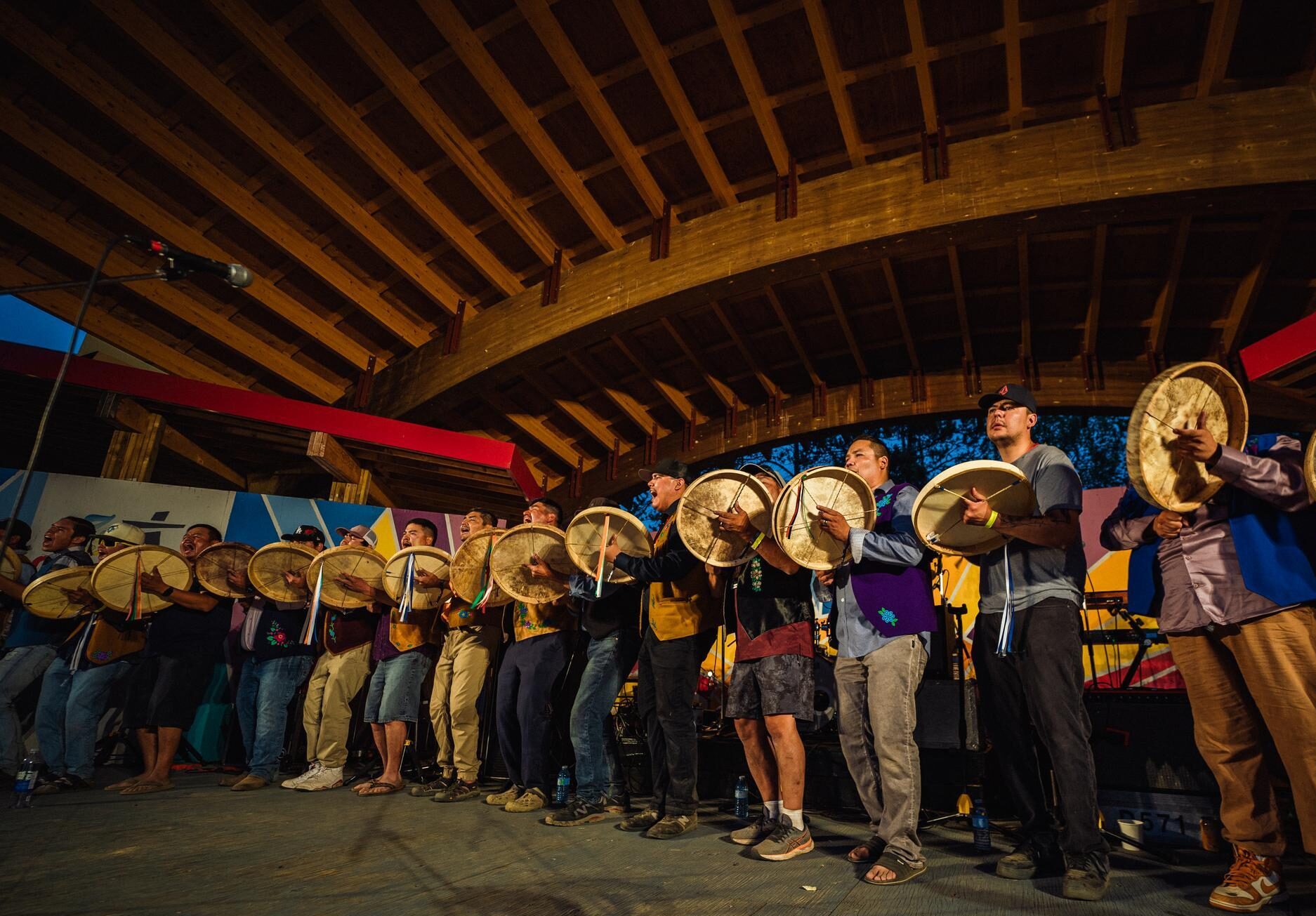 Dene Drummers preform at Folkk on the Rocks Music festival in Yellowknife NWT