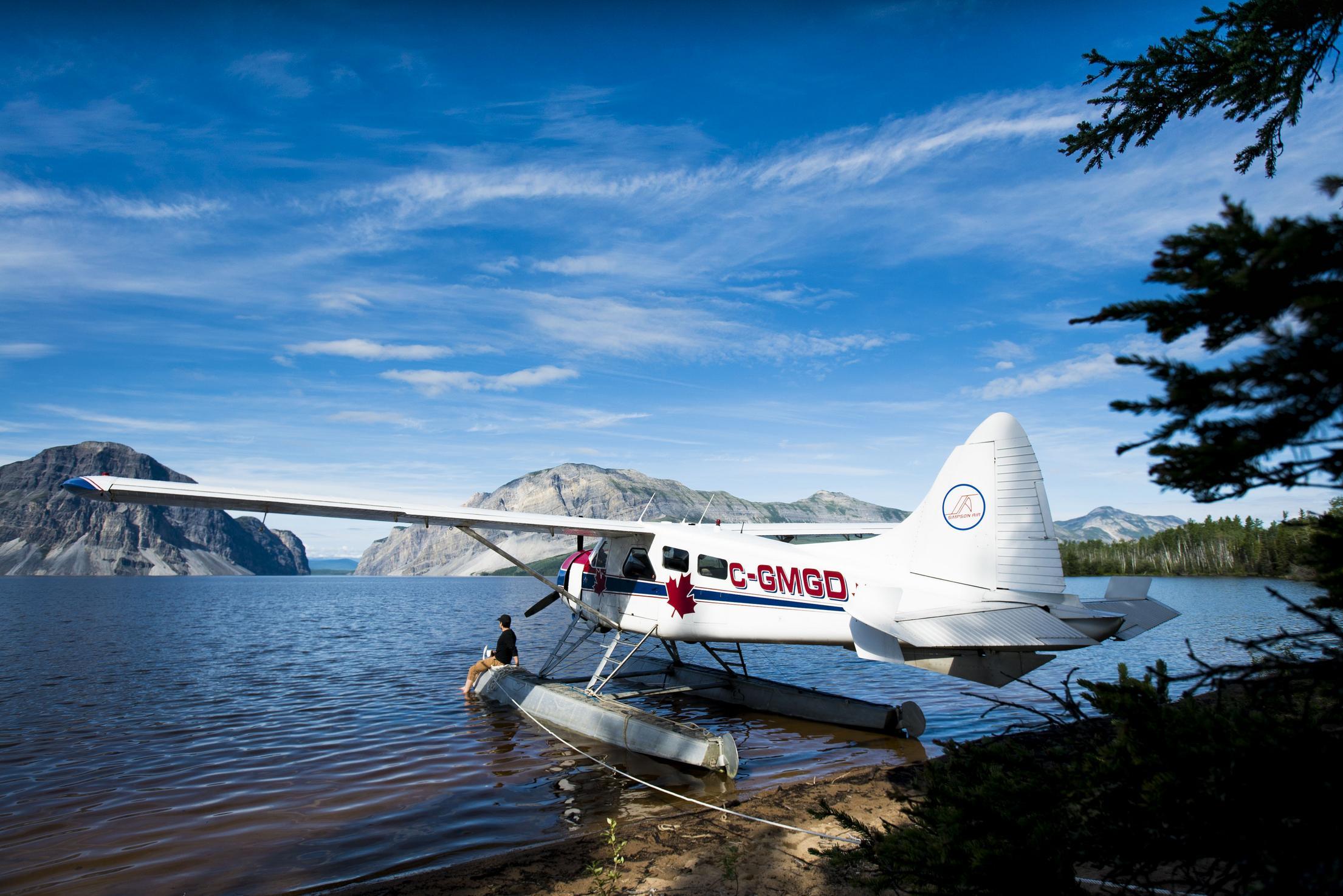 Float plane at little doctor lake in the Northwest territories. Best flight seeing locations in Canada
