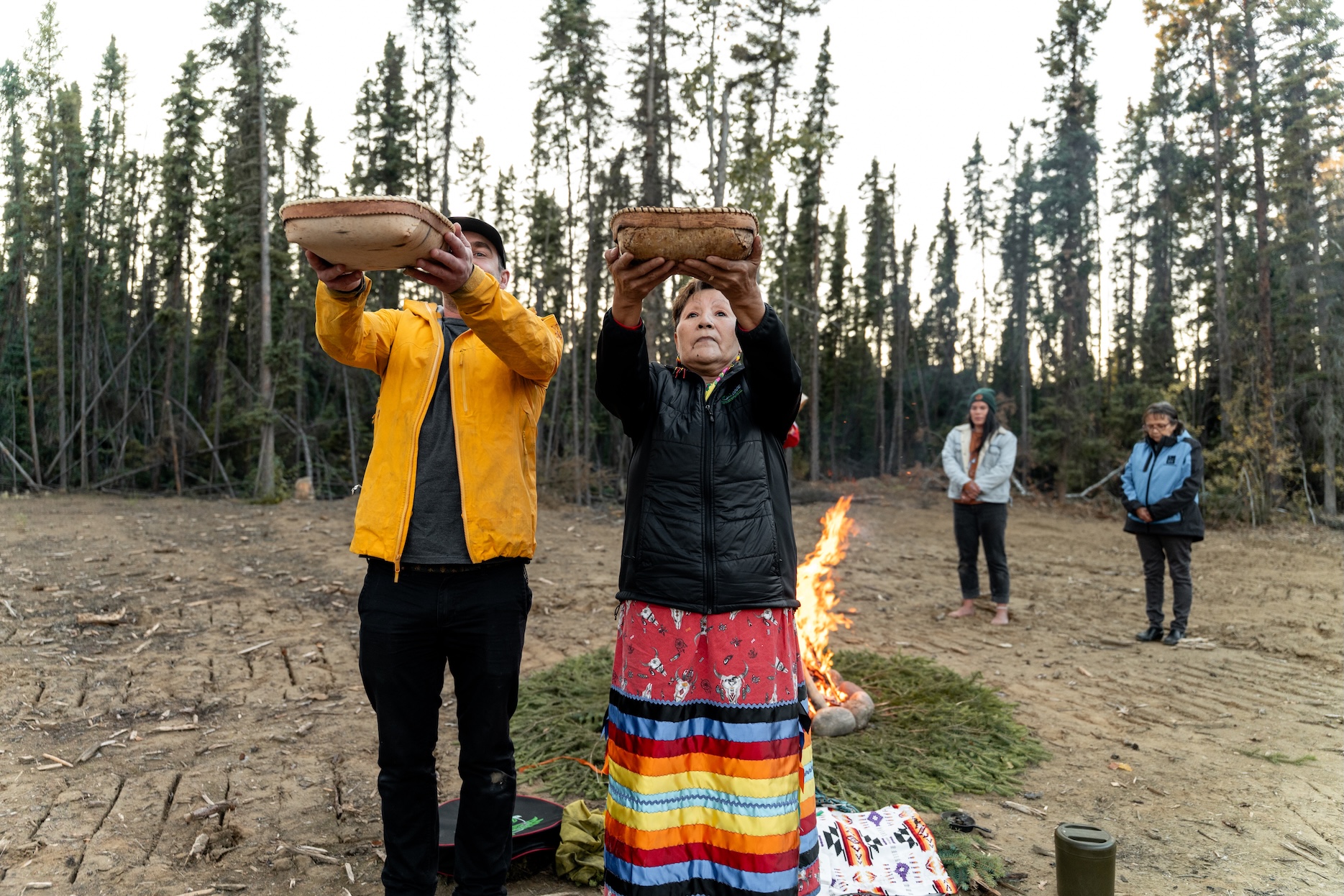 NWT Indigenous Experiences. Fire feeding ceremony in Dehcho. Image Brandon Mack