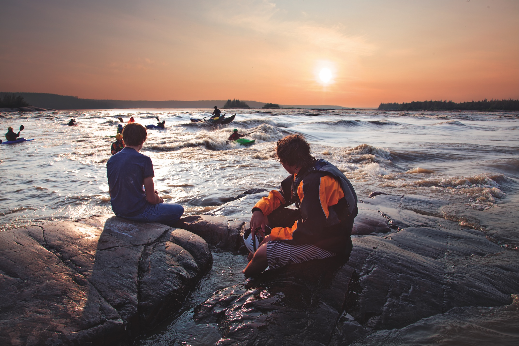 Kayaking on the Slave River in Fort Smith. Kayak vs. Canoe. Northwest territories